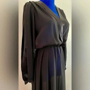 Vintage Ursula of Switzerland | Sheer Black Tuxedo Dress | Women’s 5/6